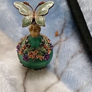 Decorative Green Perfume Bottle with Butterfly